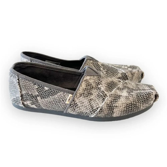 Toms Reptile Snake Print Classic Flats Women’s‎ Size 9 Gray One for One Neutrals - Picture 1 of 14